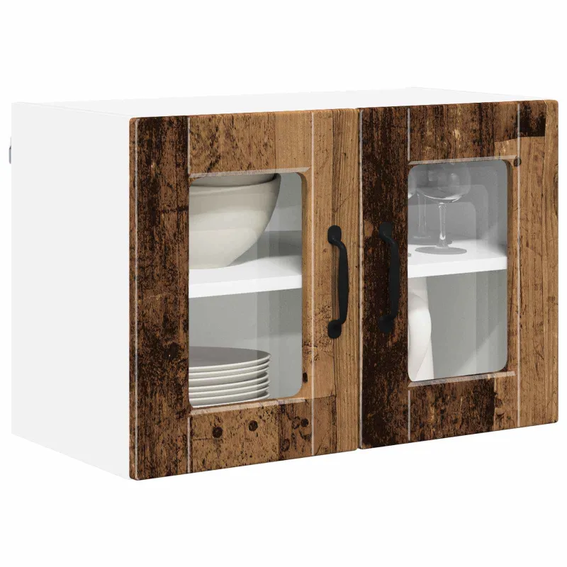 Sieninis stiklinis kabinetas PORTO 2 pcs Senas medis