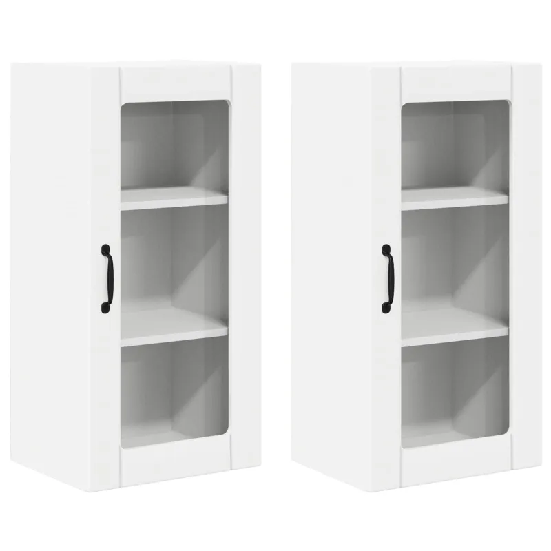 Sieninis stiklinis kabinetas PORTO 2 pcs Balta 40 x 31 x 80 cm