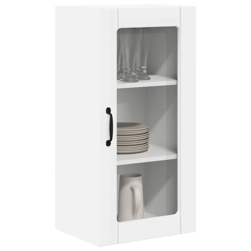 Sieninis stiklinis kabinetas PORTO 2 pcs Balta 40 x 31 x 80 cm