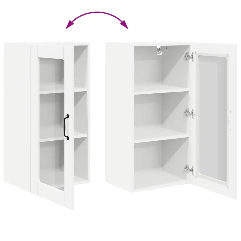 Sieninis stiklinis kabinetas PORTO 2 pcs Balta 40 x 31 x 80 cm