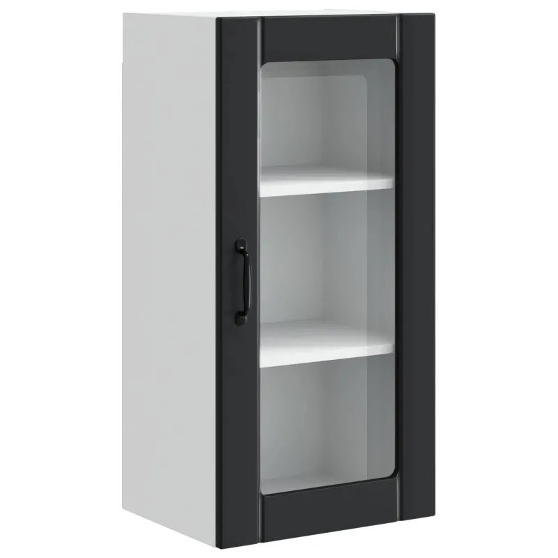 Sieninis stiklinis kabinetas PORTO Juoda 40 x 31 x 80 cm