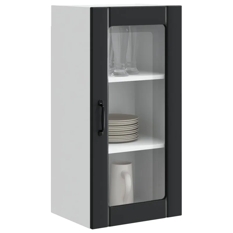 Sieninis stiklinis kabinetas PORTO Juoda 40 x 31 x 80 cm