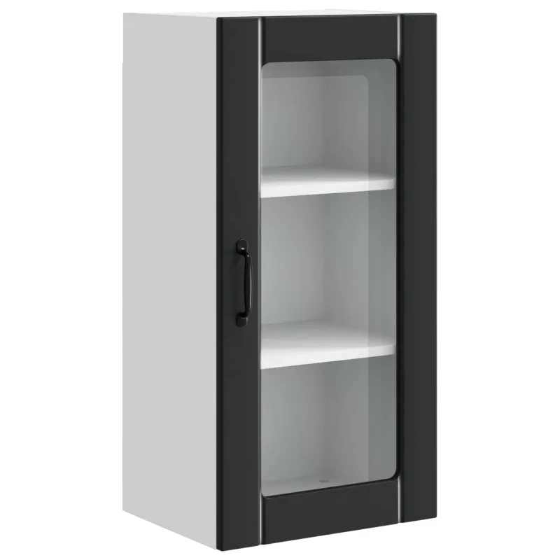 Sieninis stiklo kabinetas PORTO 2 pcs Juoda 40 x 31 x 80 cm