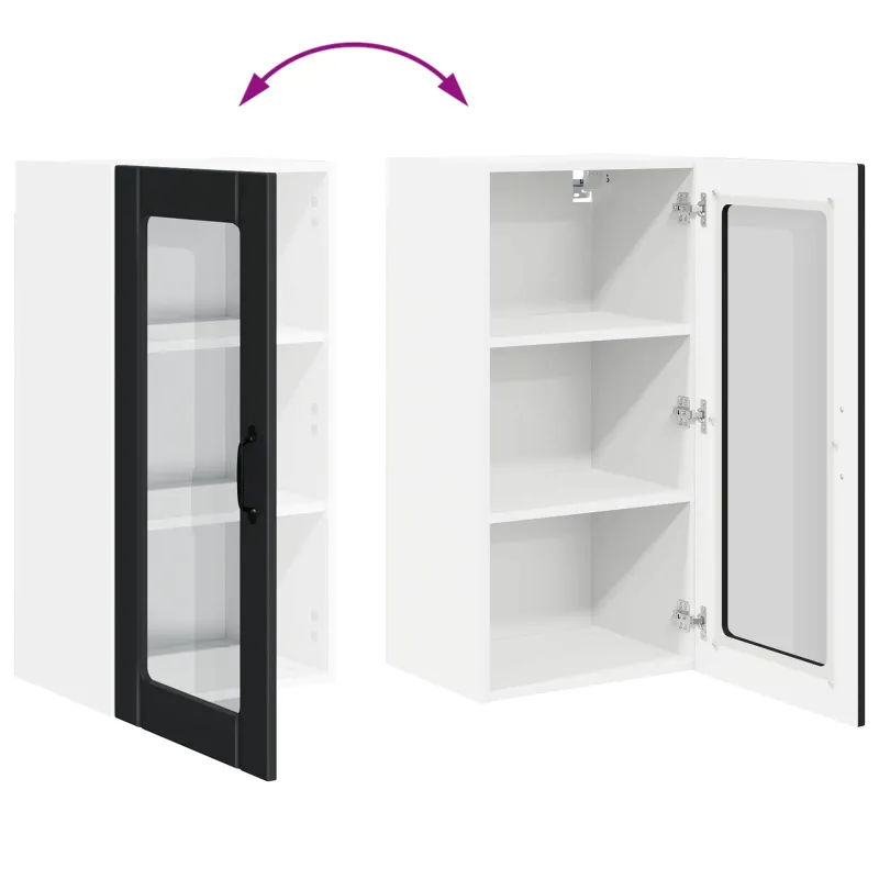 Sieninis stiklo kabinetas PORTO 2 pcs Juoda 40 x 31 x 80 cm
