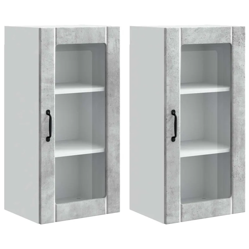 Sieninis stiklinis kabinetas PORTO 2 pcs Betono pilka