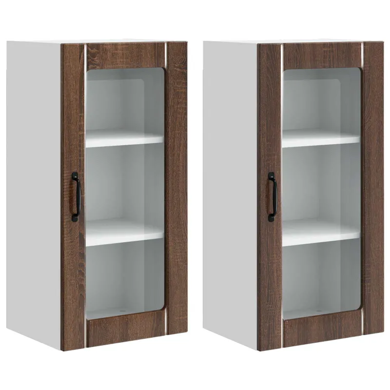 Sieninis stiklinis kabinetas PORTO 2 pcs Rudas ąžuolas