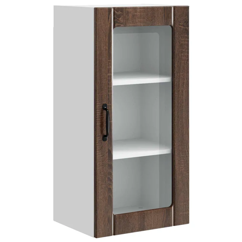 Sieninis stiklinis kabinetas PORTO 2 pcs Rudas ąžuolas