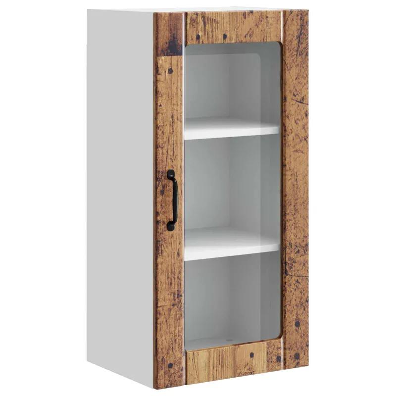 Sieninis stiklinis kabinetas PORTO Senas medis 40 x 31 x 80 cm