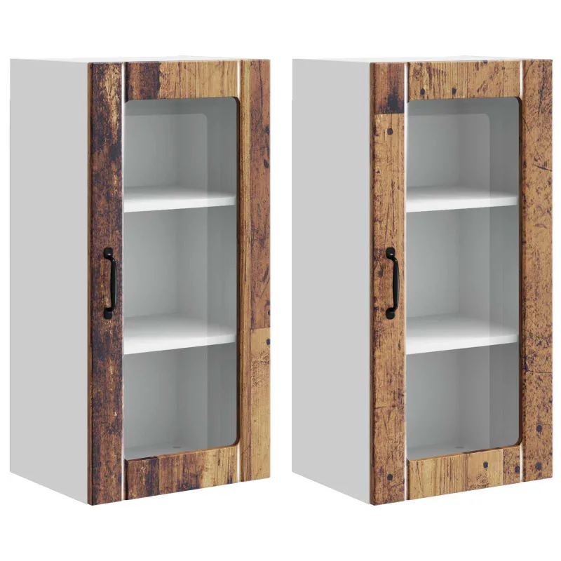 Sieninis stiklinis kabinetas PORTO 2 pcs Senas medis
