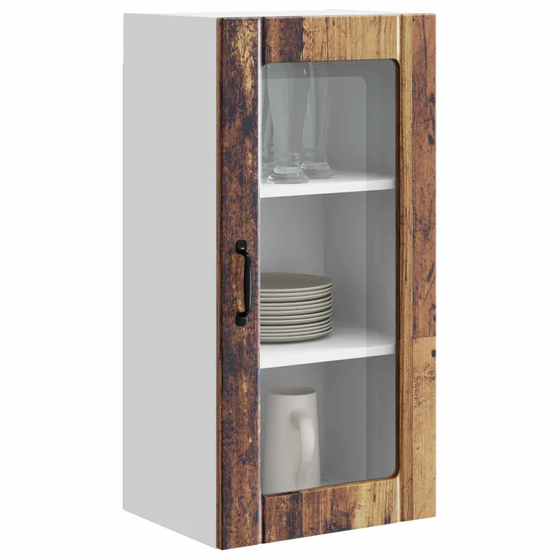 Sieninis stiklinis kabinetas PORTO 2 pcs Senas medis