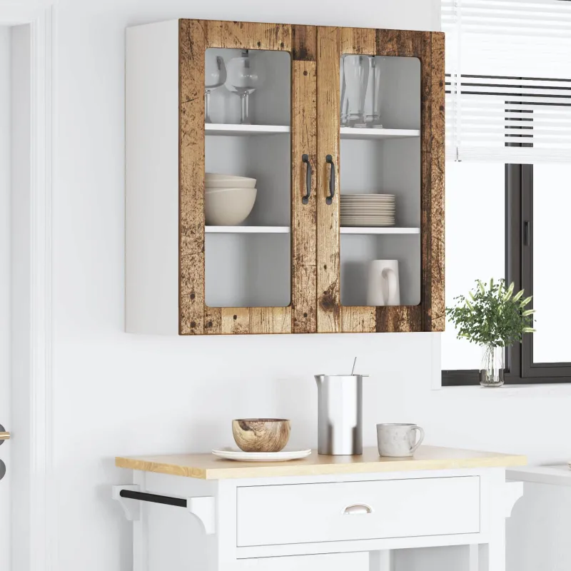 Sieninis stiklinis kabinetas PORTO 2 pcs Senas medis