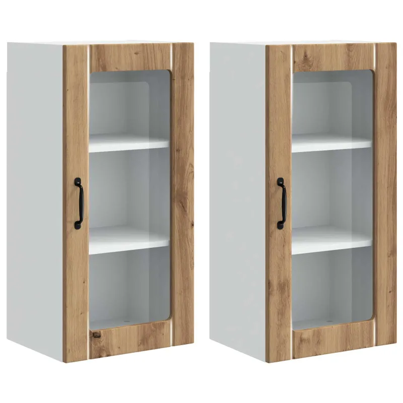 Sieninis stiklinis kabinetas PORTO 2 pcs Amatininkų ąžuolas