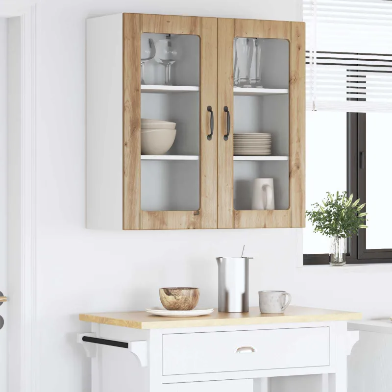 Sieninis stiklinis kabinetas PORTO 2 pcs Amatininkų ąžuolas
