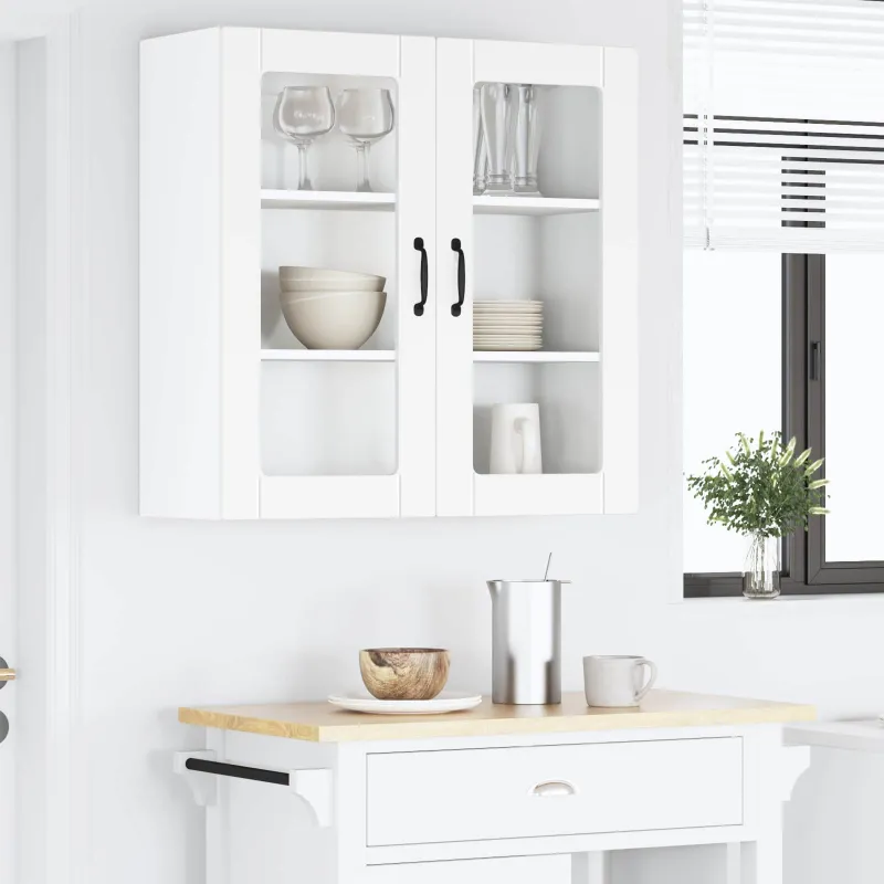 Sieninis stiklinis kabinetas PORTO Balta 80 x 31 x 80 cm