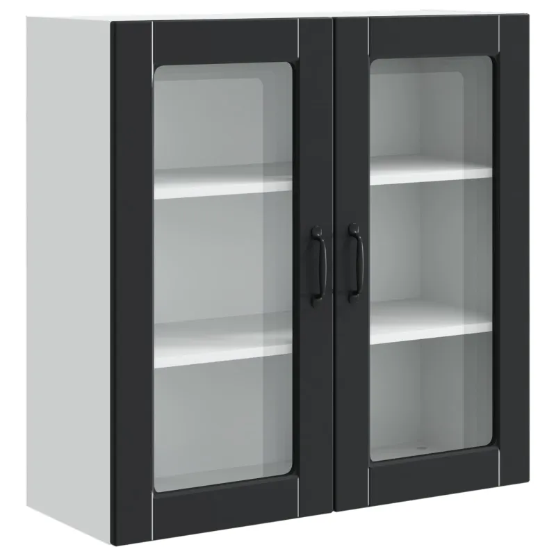 Sieninis stiklinis kabinetas PORTO Juoda 80 x 31 x 80 cm