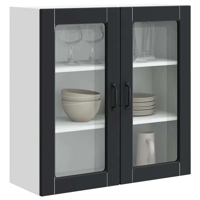 Sieninis stiklinis kabinetas PORTO Juoda 80 x 31 x 80 cm