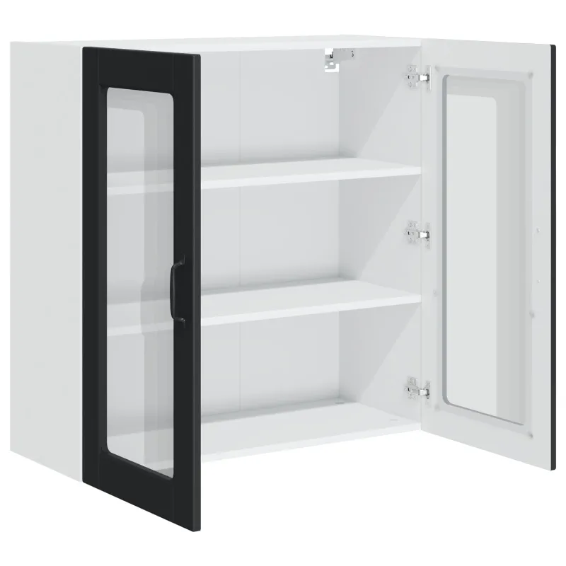 Sieninis stiklinis kabinetas PORTO Juoda 80 x 31 x 80 cm
