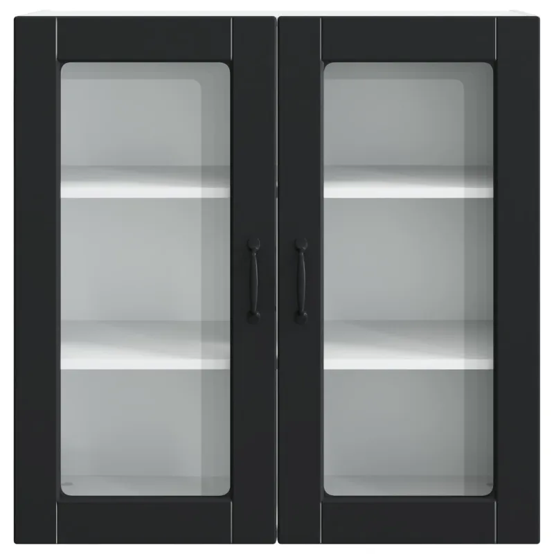 Sieninis stiklinis kabinetas PORTO Juoda 80 x 31 x 80 cm