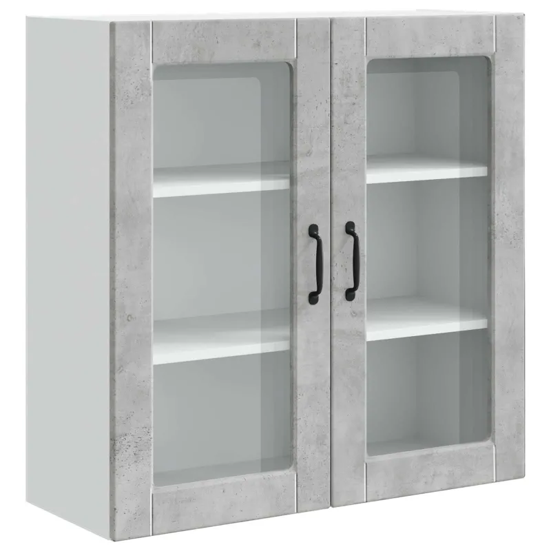Sieninis stiklinis kabinetas PORTO Betono pilka 80 x 31 x 80 cm