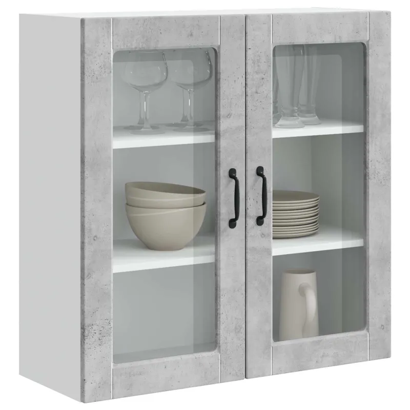 Sieninis stiklinis kabinetas PORTO Betono pilka 80 x 31 x 80 cm