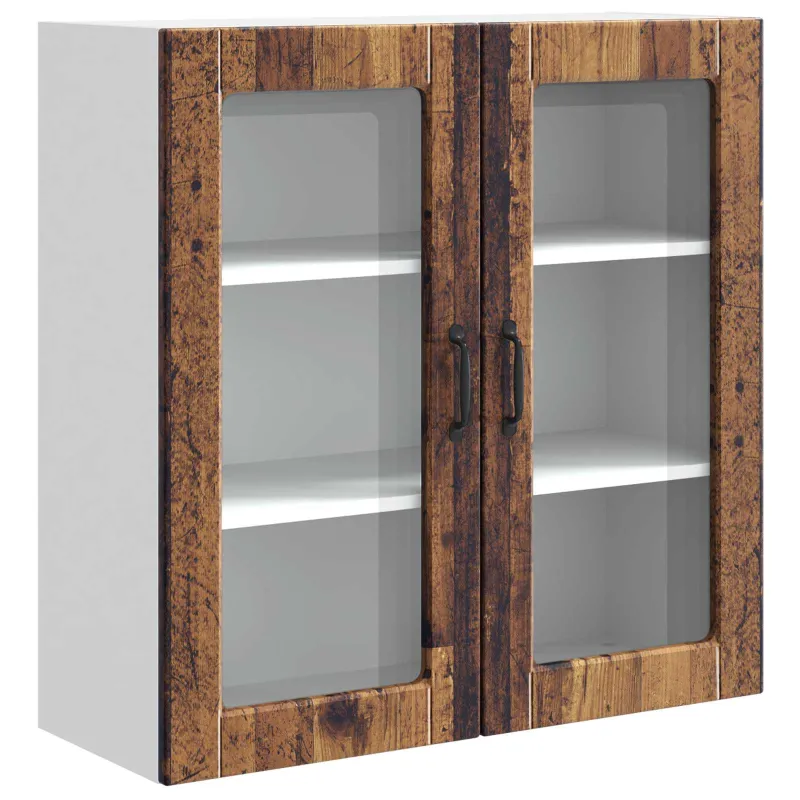 Sieninis stiklinis kabinetas PORTO Senas medis 80 x 31 x 80 cm