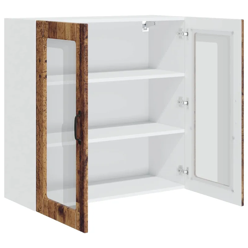 Sieninis stiklinis kabinetas PORTO Senas medis 80 x 31 x 80 cm