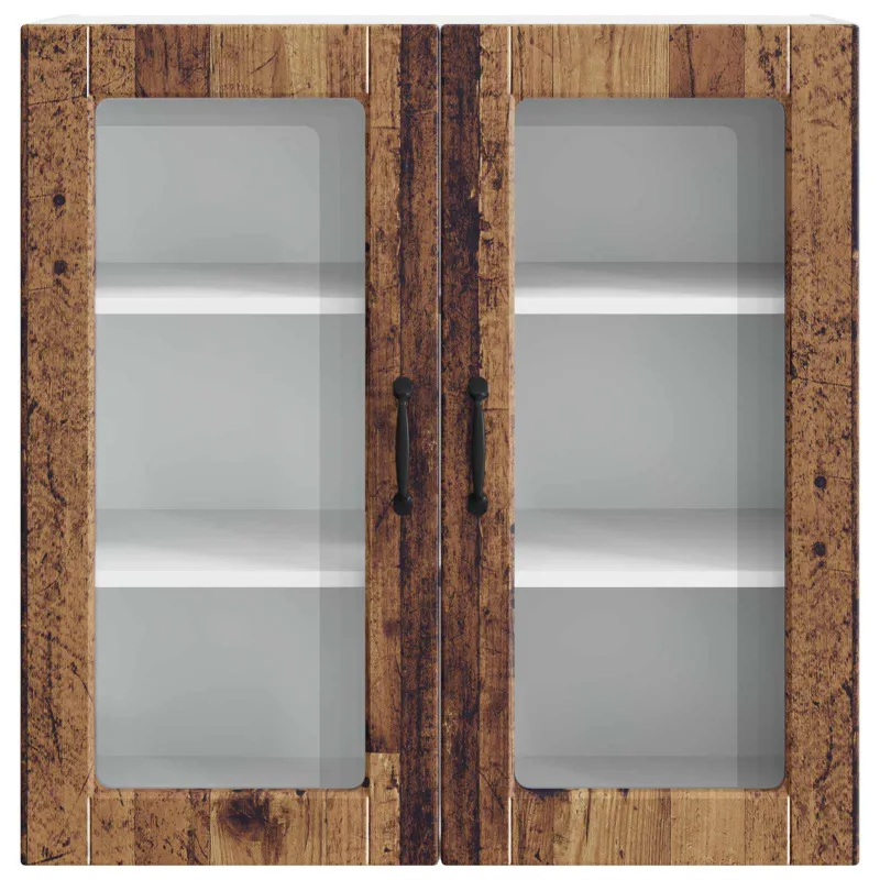 Sieninis stiklinis kabinetas PORTO Senas medis 80 x 31 x 80 cm
