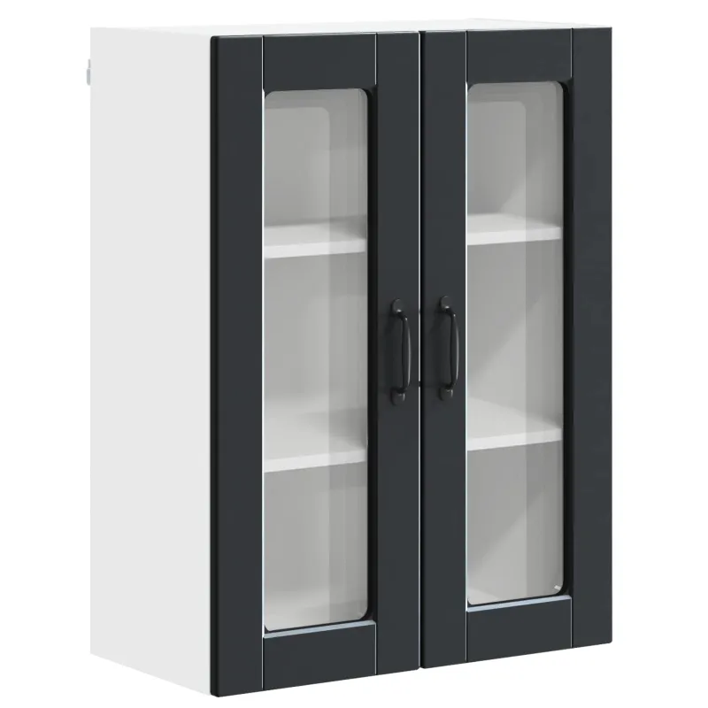 Sieninis stiklinis kabinetas PORTO Juoda 60 x 31 x 80 cm