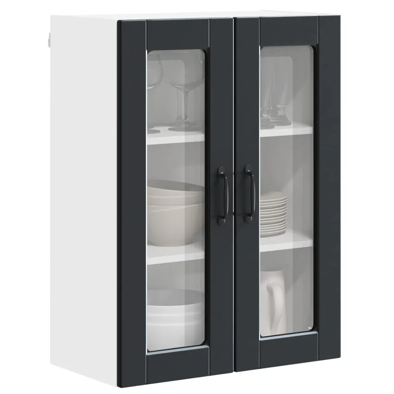 Sieninis stiklinis kabinetas PORTO Juoda 60 x 31 x 80 cm