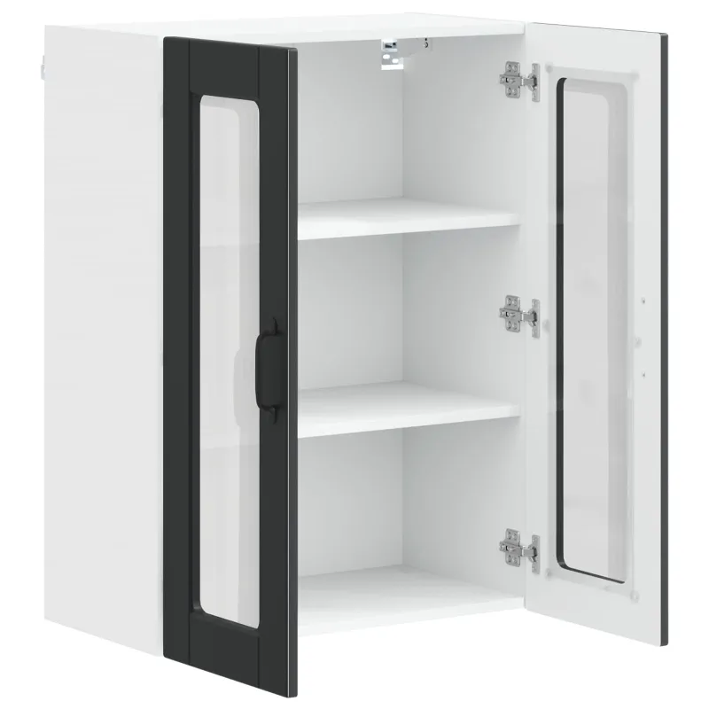 Sieninis stiklinis kabinetas PORTO Juoda 60 x 31 x 80 cm
