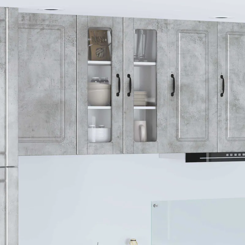 Sieninis stiklinis kabinetas PORTO Betono pilka 60 x 31 x 80 cm