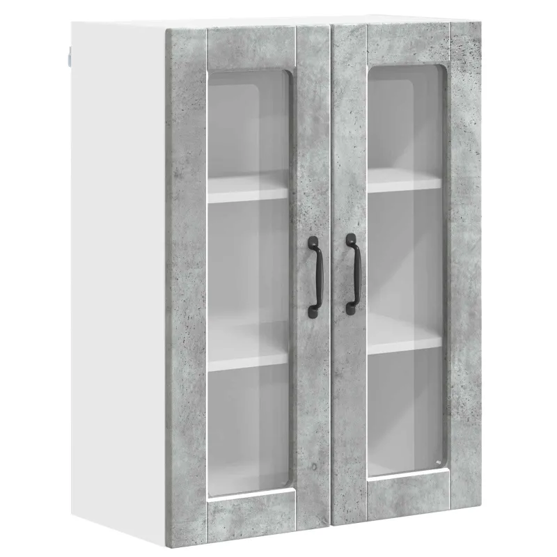 Sieninis stiklinis kabinetas PORTO Betono pilka 60 x 31 x 80 cm