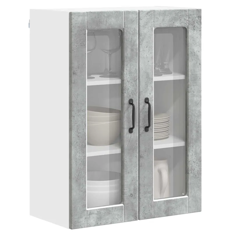 Sieninis stiklinis kabinetas PORTO Betono pilka 60 x 31 x 80 cm