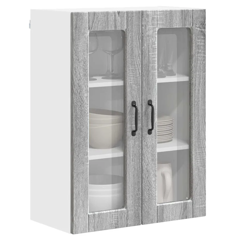 Sieninis stiklinis kabinetas PORTO Pilkas Sonoma