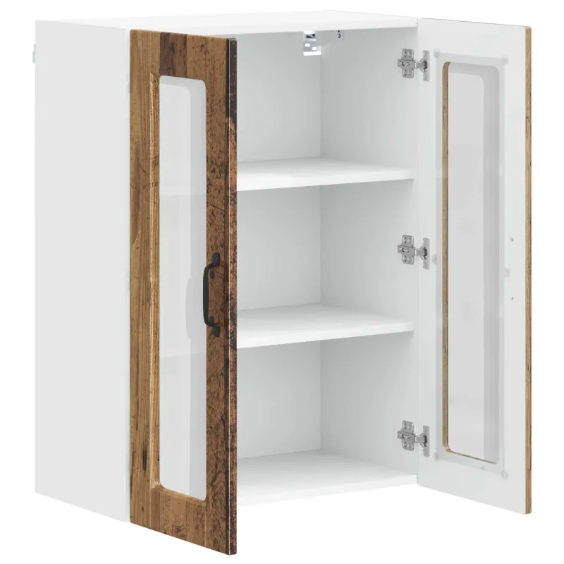 Sieninis stiklinis kabinetas PORTO Senas medis 60 x 31 x 80 cm