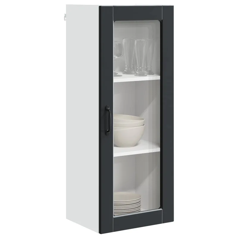 Sieninis stiklinis kabinetas PORTO Juoda 40 x 31 x 100 cm