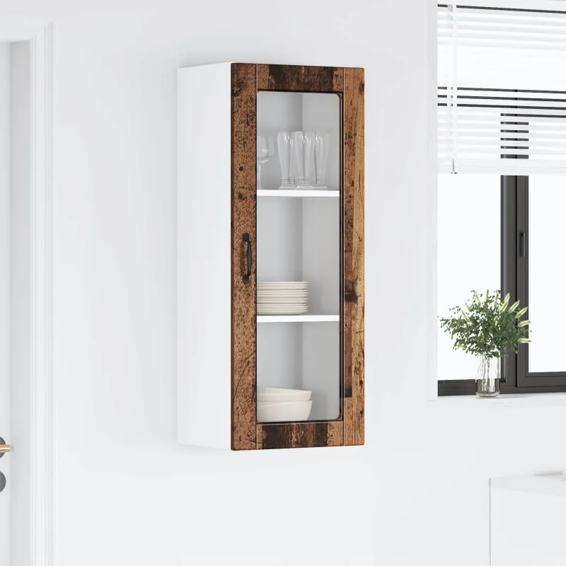 Sieninis stiklinis kabinetas PORTO Senas medis 40 x 31 x 100 cm
