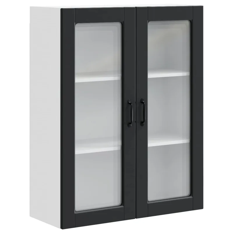 Sieninis stiklinis kabinetas PORTO Juoda 80 x 31 x 100 cm