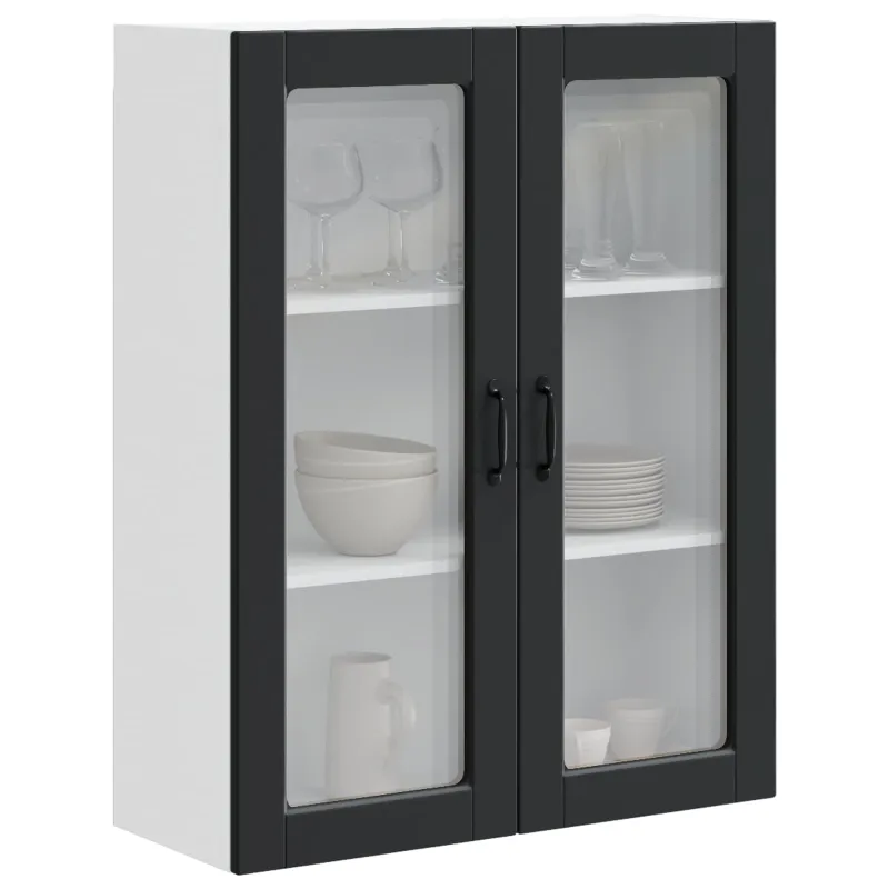 Sieninis stiklinis kabinetas PORTO Juoda 80 x 31 x 100 cm