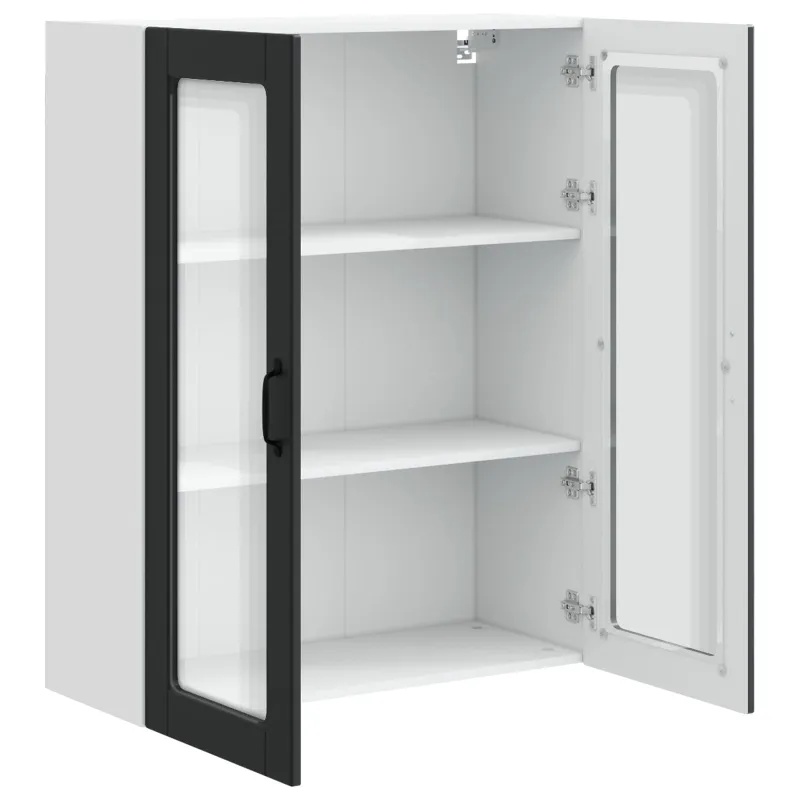 Sieninis stiklinis kabinetas PORTO Juoda 80 x 31 x 100 cm