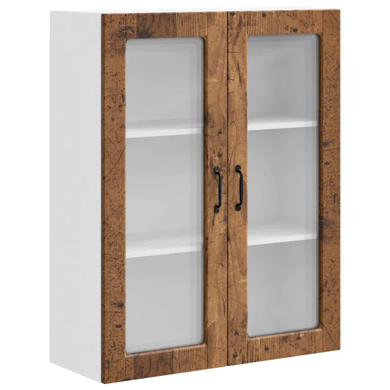 Sieninis stiklinis kabinetas PORTO Senas medis 80 x 31 x 100 cm