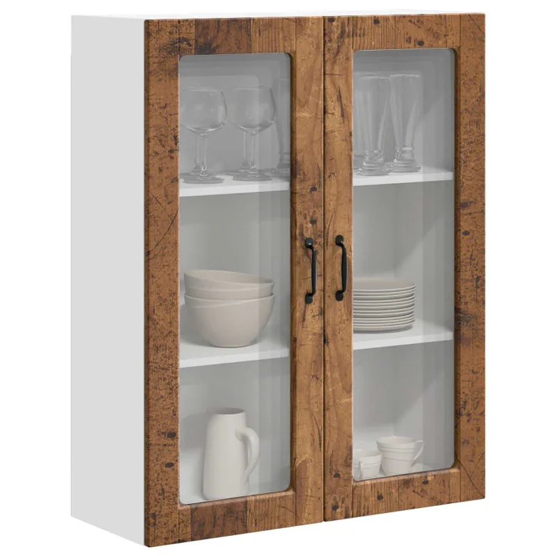 Sieninis stiklinis kabinetas PORTO Senas medis 80 x 31 x 100 cm