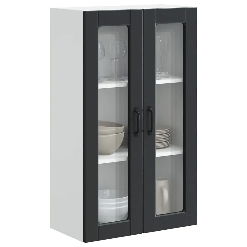 Sieninis stiklinis kabinetas PORTO Juoda 60 x 31 x 100 cm