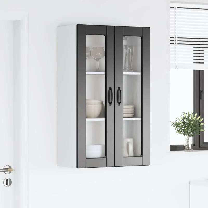 Sieninis stiklinis kabinetas PORTO Juoda 60 x 31 x 100 cm