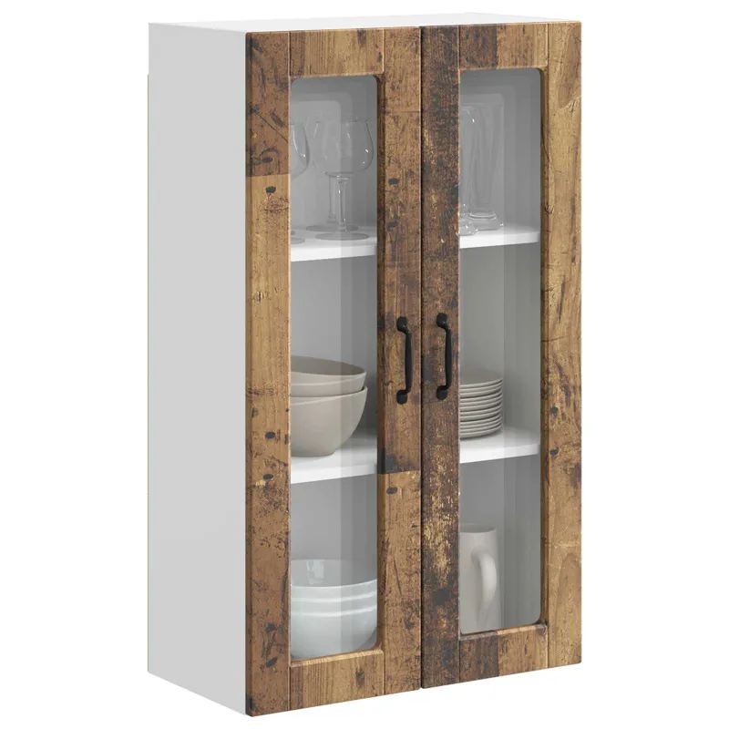 Sieninis stiklinis kabinetas PORTO Senas medis 60 x 31 x 100 cm