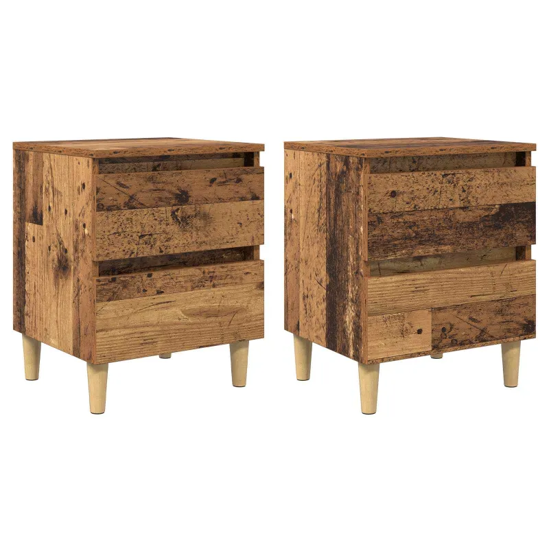 Lova spintelės su stalčių 2 pcs Senovinis medis 40 x 35 x 50 cm