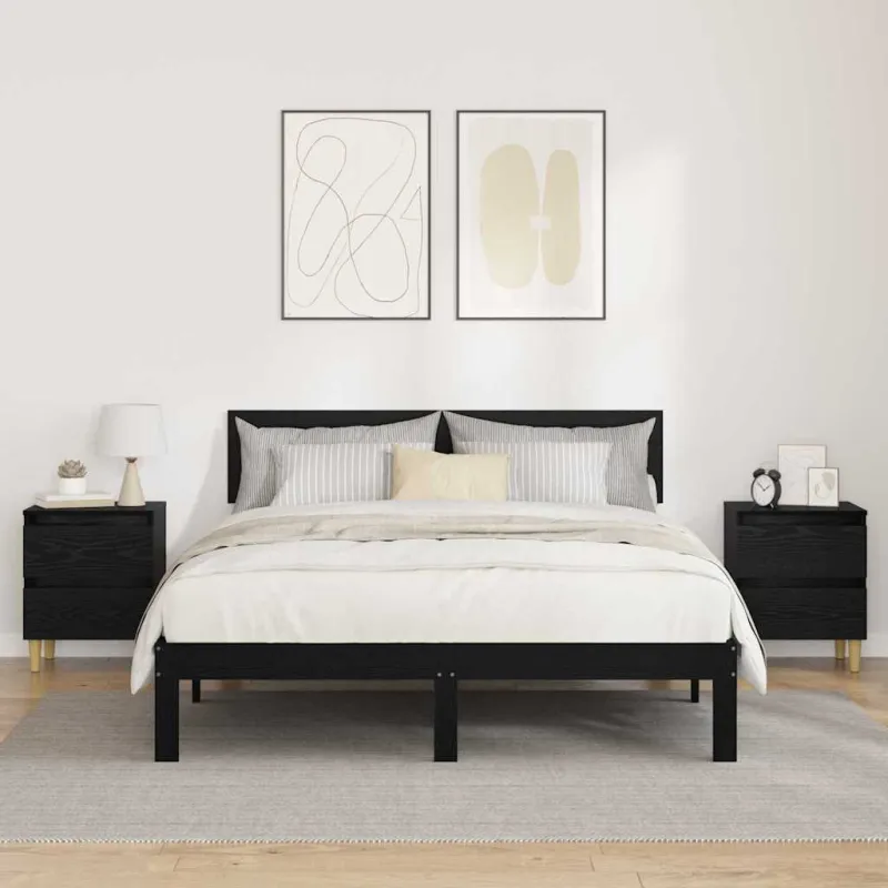 Lova spintelės su stalčių 2 pcs Juodas ąžuolas 40 x 35 x 50 cm