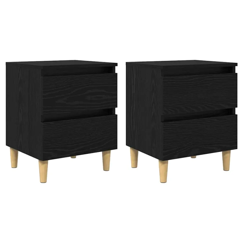 Lova spintelės su stalčių 2 pcs Juodas ąžuolas 40 x 35 x 50 cm