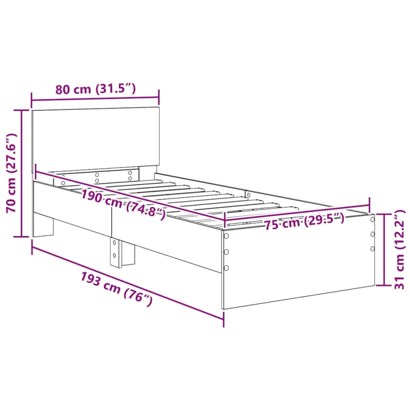 Lovos rėmas Senovinis medis 75 x 190 cm Apdirbta mediena