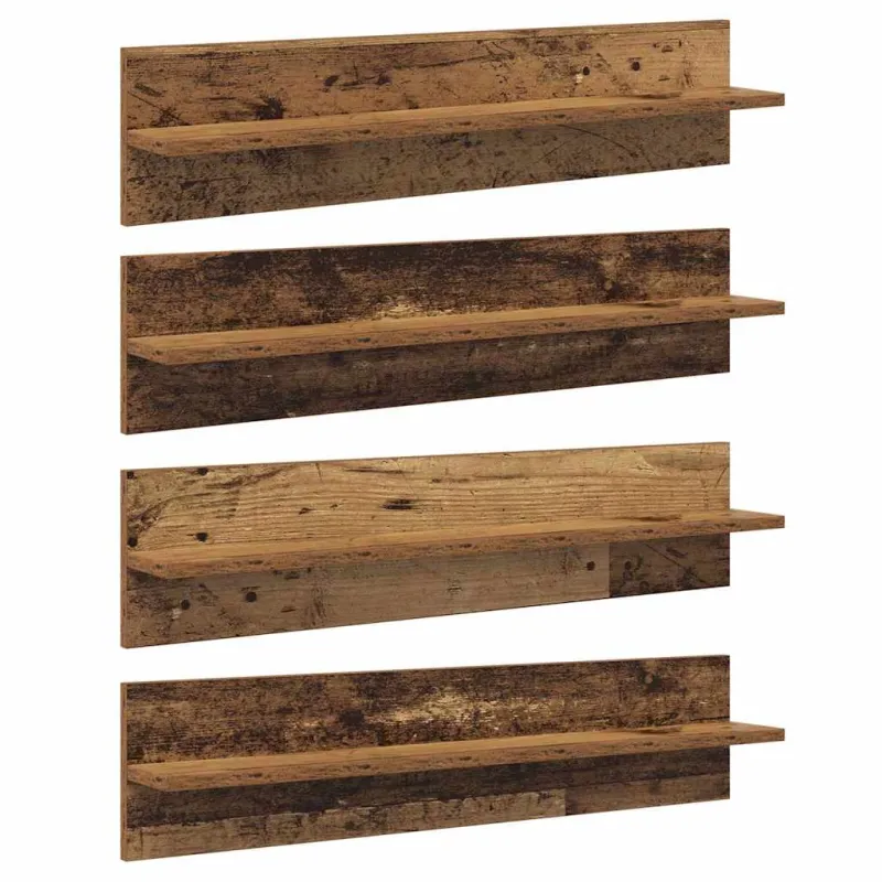 Sieninės lentynos 4 pcs Senovinis medis 80 x 11,5 x 18 cm